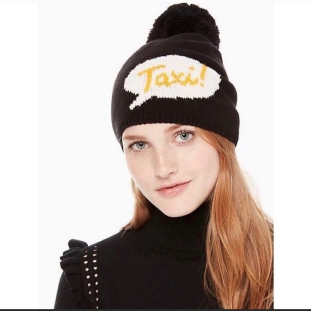 Kate Spade Taxi Beanie Pompom Winter knit hat